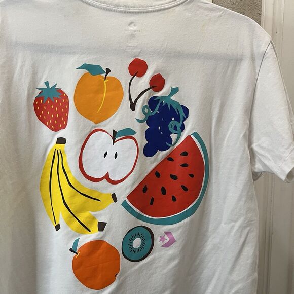 Converse Fruit Print Strawberry Grapes Apple Watermelon Graphic Tee Shirt Size L - Picture 7 of 11